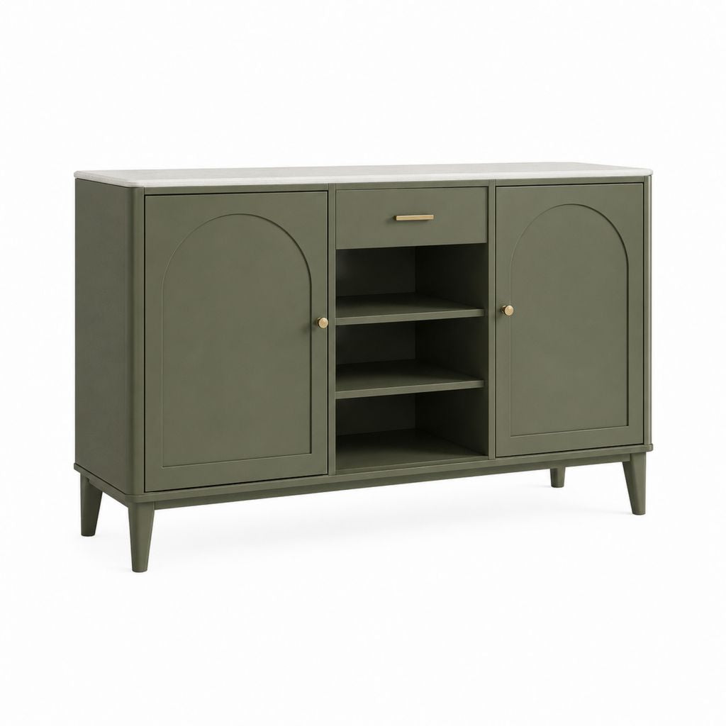 Sideboard Grün aus MDF rechteckig mit 2 Türen 1 Schublade 120 x 40 x 80 cm