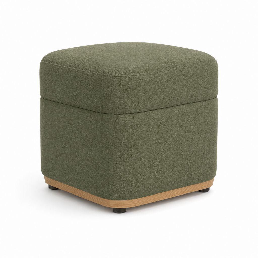 Polsterhocker mit Stauraum Olivgrün Polyester quadratisch 50 x 50 x 45 cm
