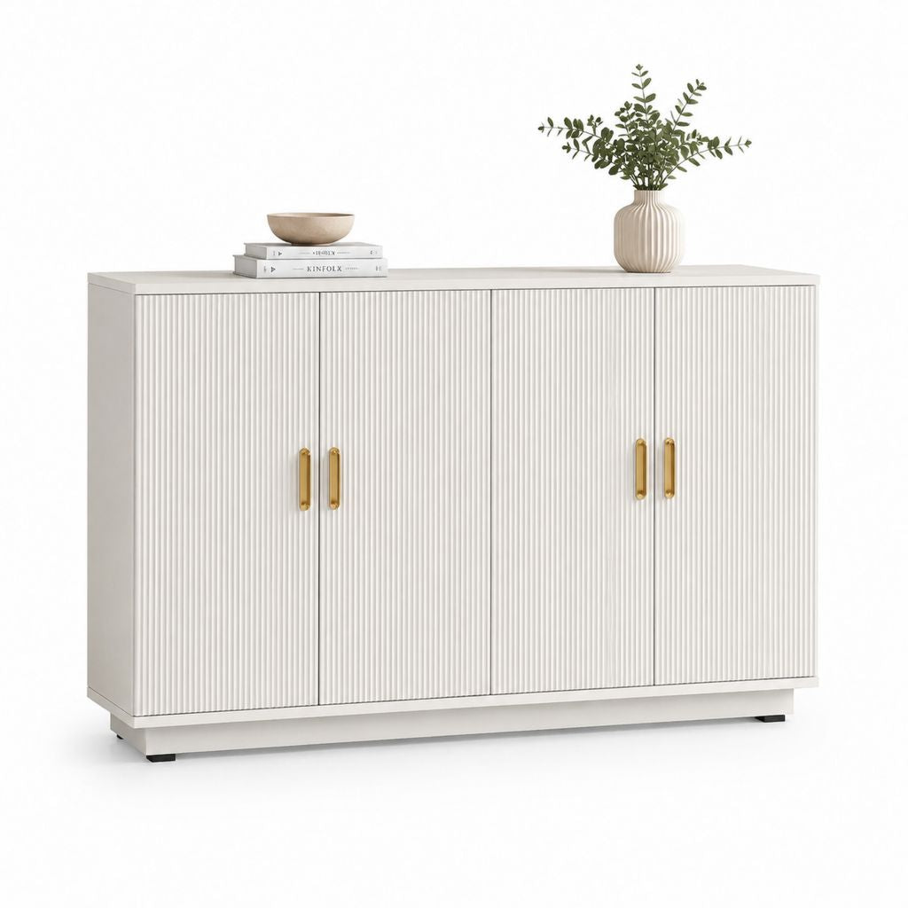 Sideboard Weiß MDF rechteckig 120 x 40 x 80 cm mit 4 Türen