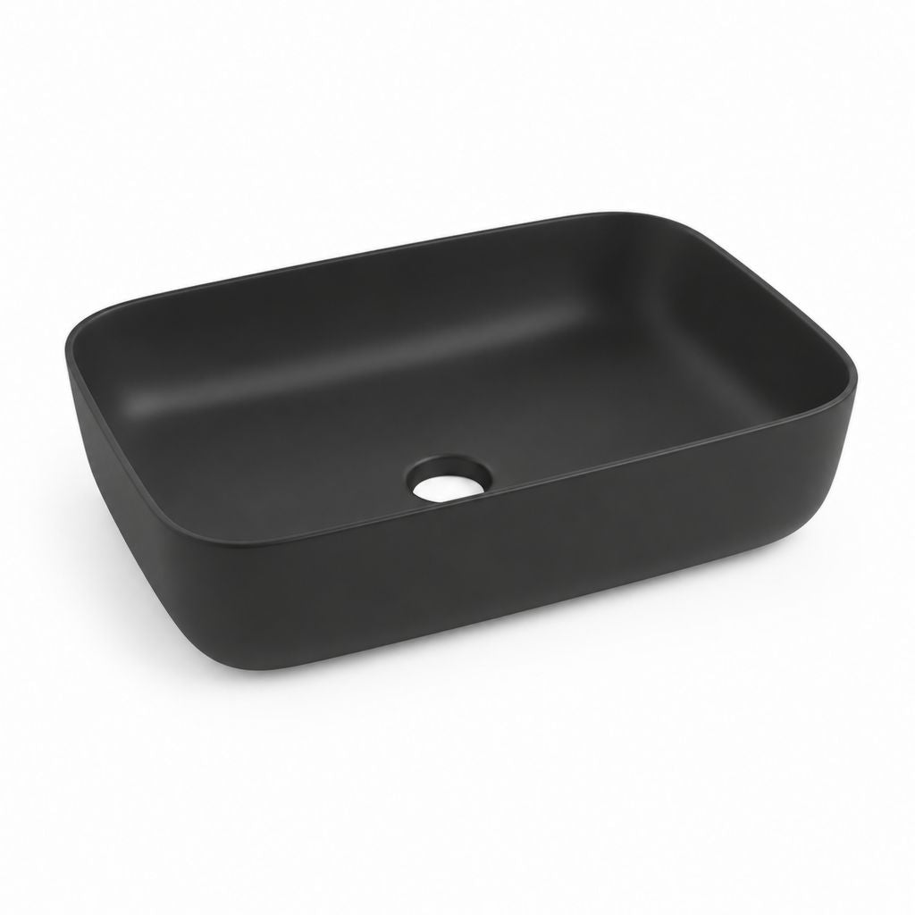 Aufsatzwaschbecken Schwarz Keramik Rechteckig Matt 60 x 40 x 15 cm
