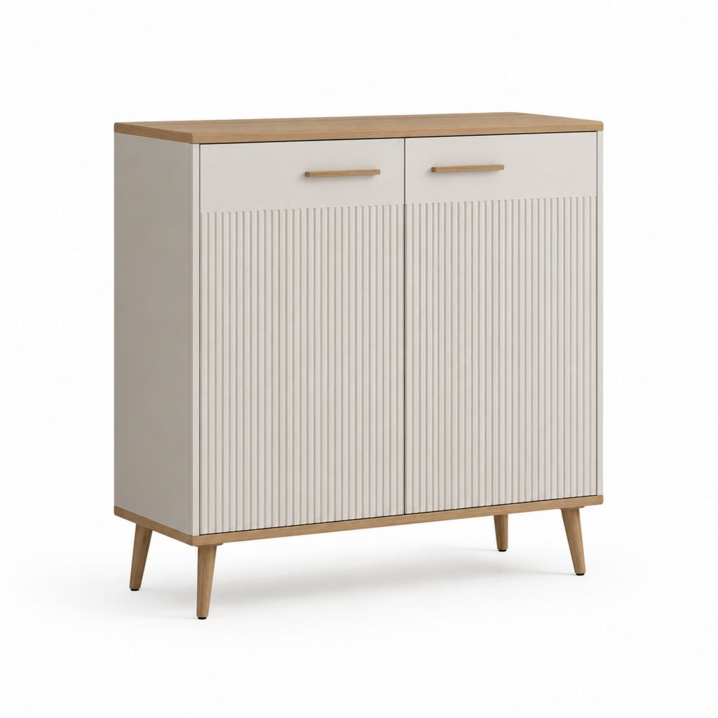 Sideboard mit 2 Türen Weiß Eichefarben MDF rechteckig 100 x 40 x 100 cm