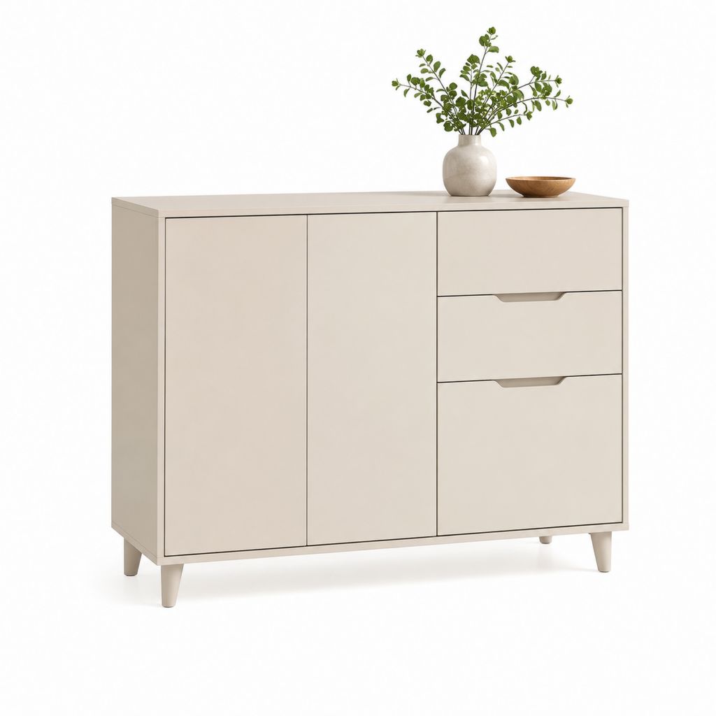 Sideboard Beige aus MDF Rechteckig mit 3 Türen und 2 Schubladen 120 x 40 x 90 cm