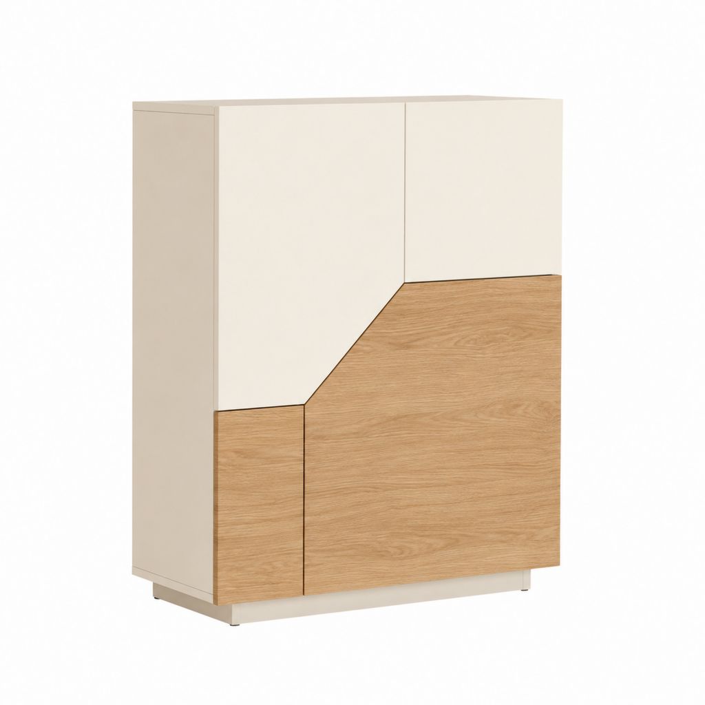 Sideboard mit 3 Türen Creme Eiche-Dekor Spanplatte rechteckig 100 x 40 x 120 cm