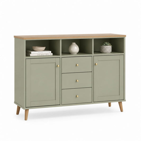 Sideboard Salbeigrün mit MDF Korpus Holzoptik Platte 120 x 40 x 90 cm