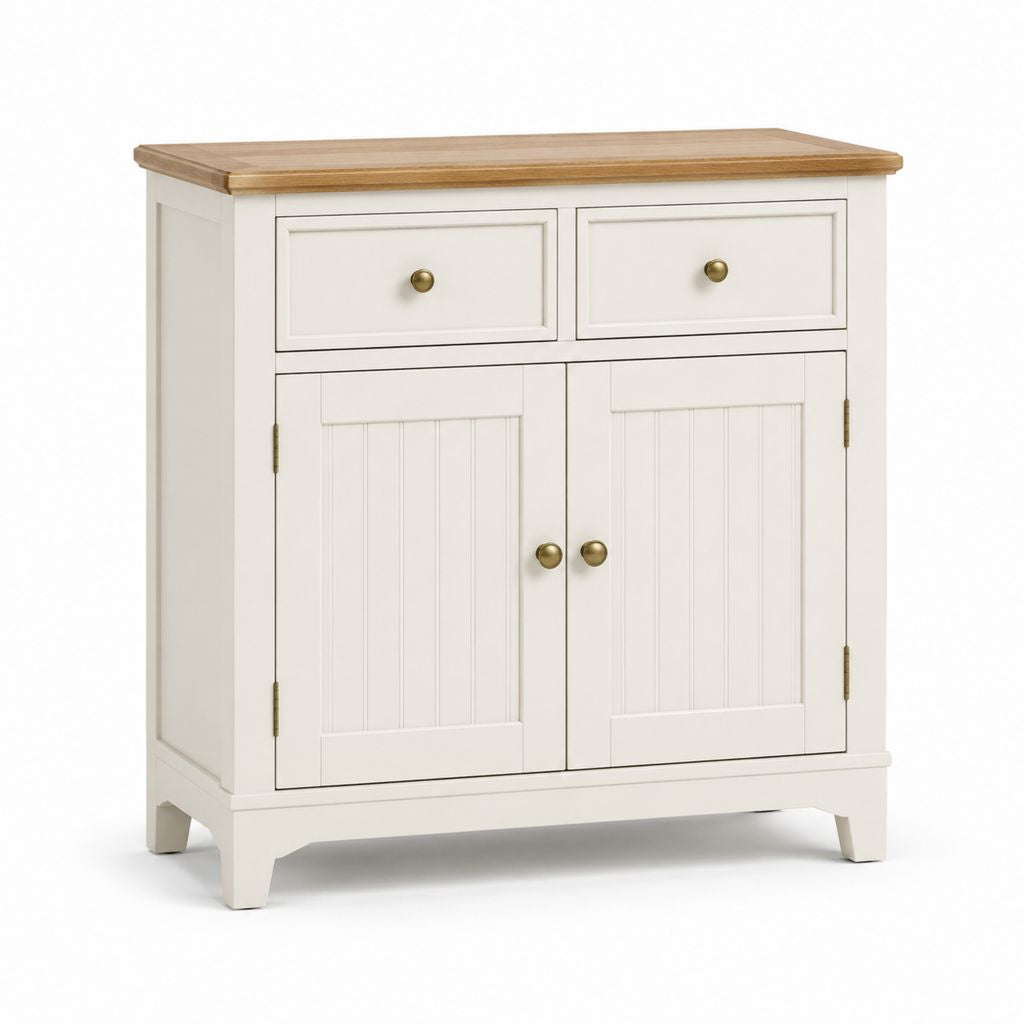 Sideboard mit 2 Türen und 2 Schubladen Weiß Kiefernholz MDF Rechteckig 90 x 40 x 90 cm