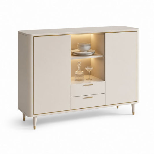 Sideboard Cremeweiß MDF mit LED-Beleuchtung 120 x 40 x 100 cm