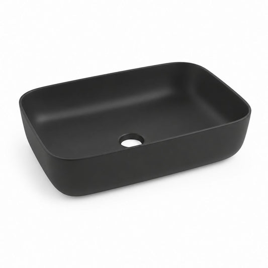 Aufsatzwaschbecken Schwarz Keramik Rechteckig Matt 60 x 40 x 15 cm