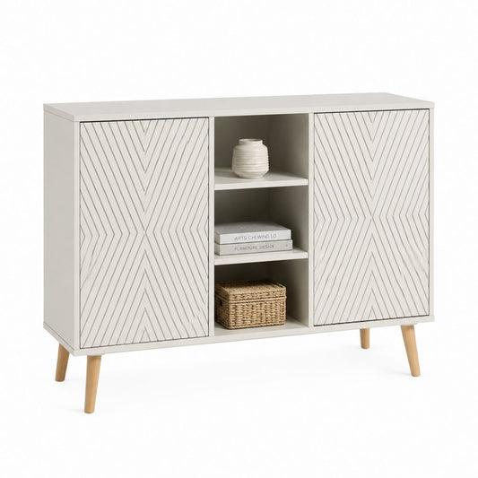 Sideboard Weiß MDF Rechteckig 120 x 40 x 80 cm mit 2 Türen und 3 offenen Fächern