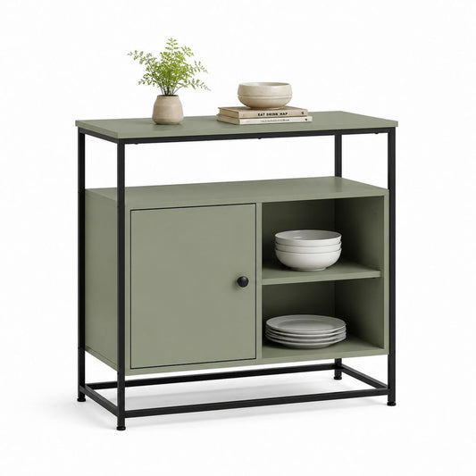 Sideboard mit Stauraum Salbeigrün Schwarz Stahl rechteckig 100 x 40 x 100 cm