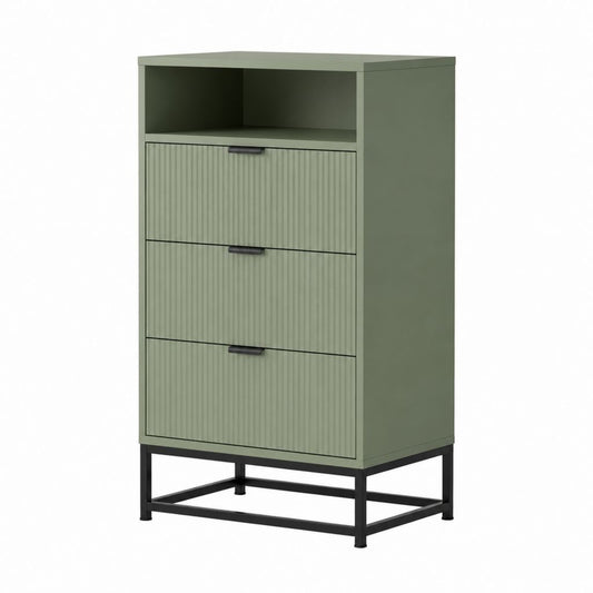 Kommode mit 3 Schubladen und offenem Fach Grün MDF Stahl 60 x 40 x 120 cm