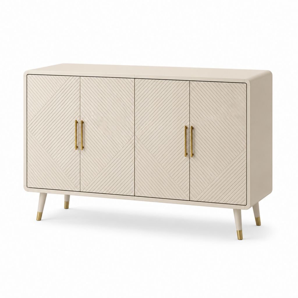 Sideboard 4 Türen Creme MDF Rechteckig 160 x 40 x 85 cm