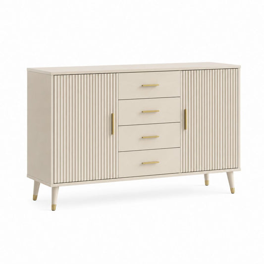 Sideboard Cremeweiß MDF Rechteckig 160 x 40 x 85 cm mit 2 Türen und 4 Schubladen