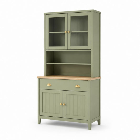 Buffetschrank Vitrine mit Sideboard Olivgrün MDF rechteckig 80 x 40 x 180 cm