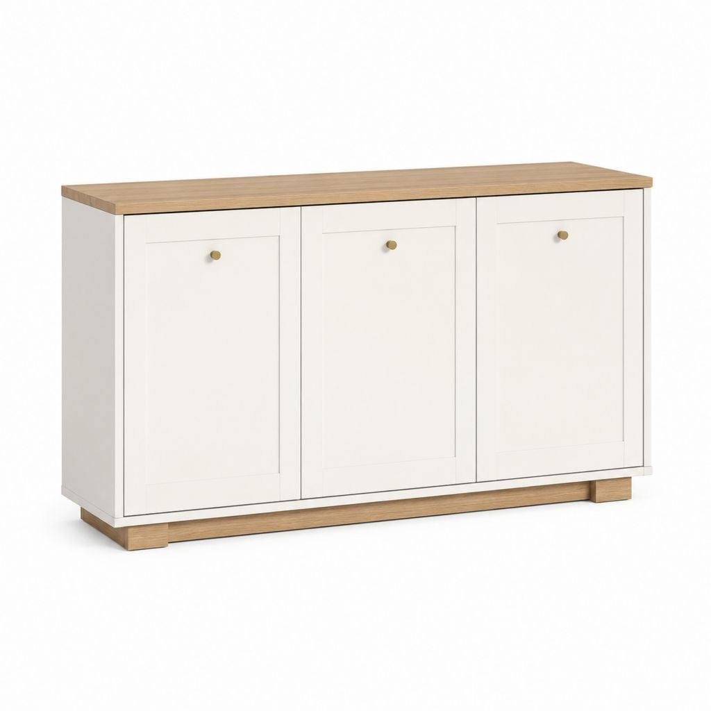 Sideboard mit 3 Türen Weiß Eicheoptik Spanplatte rechteckig 120 x 40 x 80 cm