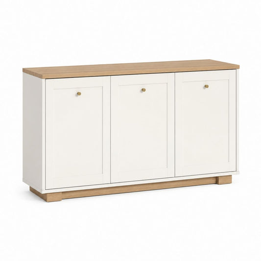Sideboard mit 3 Türen Weiß Eicheoptik Spanplatte rechteckig 120 x 40 x 80 cm